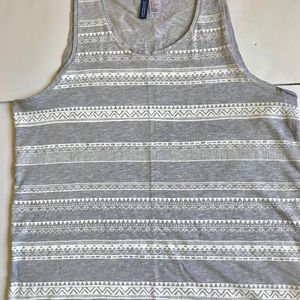 Gray stripes sleeveless t shirt tank top